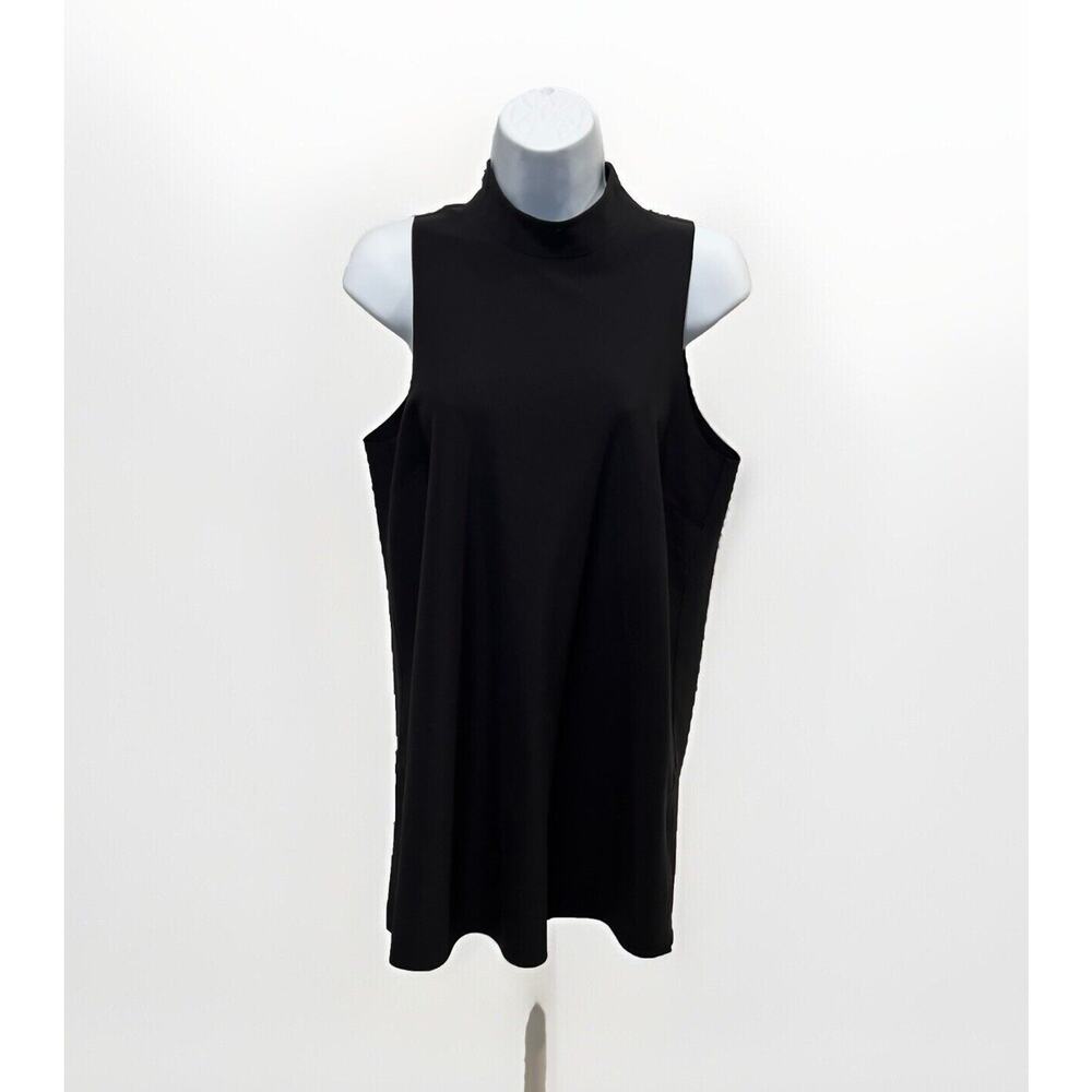 Athleta Mock Neck Sleeveless Activewear Mini Dress Women’s size S Black Side Zip